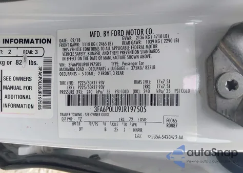 2018 Ford Fusion Hybrid Se из США, поврежденный, VIN 3FA6P0LU9JR197505